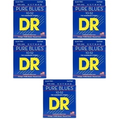 DR Strings PHR-10/52 Pure Blues Pure Nickel Electric Guitar Strings - .010-.052 Big and Heavy (5-Pack)