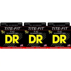 DR Strings LT-9 Tite-Fit Compression Wound Electric Guitar Strings - .009-.042 Light (3-Pack)