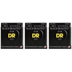 DR Strings BKE-10 Black Beauties K3 Coated Electric Guitar Strings - .010-.046 Medium (3-Pack)