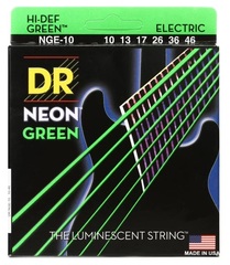 DR Strings NGE-10 Hi-Def Neon Green K3 Coated Electric Guitar Strings - .010-.046 Medium