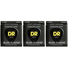 DR Strings BKE-10/52 Black Beauties K3 Coated Electric Guitar Strings - .010-.052 Big and Heavy (3-Pack)