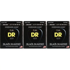DR Strings BKE-9/46 Black Beauties K3 Coated Electric Guitar Strings - .009-.046 Light Heavy (3-Pack)