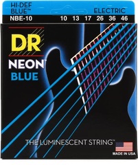 DR Strings NBE-10 Hi-Def Neon Blue K3 Coated Electric Guitar Strings - .010-.046 Medium