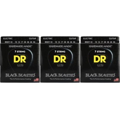 DR Strings BKE7-10 Black Beauties K3 Coated Electric Guitar Strings - .010-.056 Medium 7-string (3-Pack)