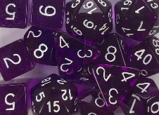 Set of 8d6 Dice - Translucent Dark Purple w/ White