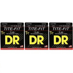 DR Strings LH-9 Tite-Fit Compression Wound Electric Guitar Strings - .009-.046 Light Heavy (3-Pack)
