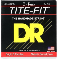 DR Strings MT-10 Tite-Fit Compression Wound Electric Guitar Strings - .010-.046 Medium Factory 3-pack