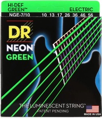 DR Strings NGE7-10 Hi-Def Neon Green K3 Coated Electric Guitar Strings - .010-.056 Medium 7-string