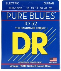 DR Strings PHR-10/52 Pure Blues Pure Nickel Electric Guitar Strings - .010-.052 Big and Heavy