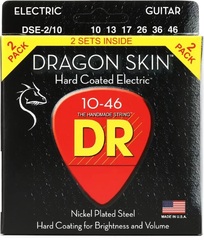 DR Strings DSE-2/10 Dragon Skin K3 Coated Electric Guitar Strings - .010-.046 Medium 2-pack