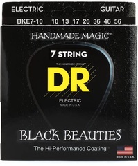 DR Strings BKE7-10 Black Beauties K3 Coated Electric Guitar Strings - .010-.056 Medium 7-string