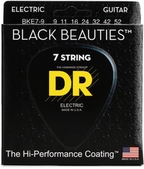 DR Strings BKE7-9 Black Beauties K3 Coated Electric Guitar Strings - .009-.052 Lite 7-string