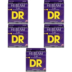 DR Strings LHR-9 Hi-Beam Nickel Plated Electric Giutar Strings - .009-.046 Light Heavy (5-Pack)