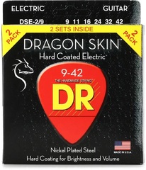 DR Strings DSE-2/9 Dragon Skin K3 Coated Electric Guitar Strings - .009-.042 Light 2-Pack
