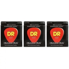 DR Strings DSE-9 Dragon Skin K3 Coated Electric Guitar Strings - .009-.042 Light 3-Pack