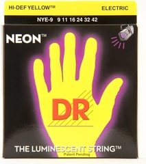DR Strings NYE-9 Hi-Def Neon Yellow K3 Coated Electric Guitar Strings - .009-.042 Light