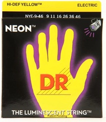 DR Strings NYE-9/46 Hi-Def Neon Yellow K3 Coated Electric Guitar Strings - .009-.046 Light Heavy