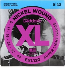 D'Addario EXL120 XL Nickel Wound Electric Guitar Strings - .009-.042 Super Light