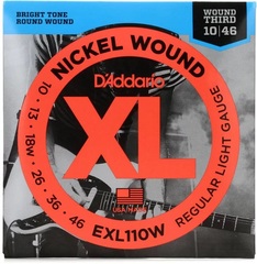 D'Addario EXL110W XL Nickel Wound Electric Guitar Strings - .010-.046 Regular Light Wound 3rd