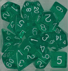 Set of 8d6 Dice - Translucent Teal w/ White