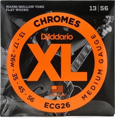 D'Addario ECG26 XL Chromes Flatwound Electric Guitar Strings - .013-.056 Medium