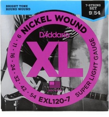 D'Addario EXL120-7 XL Nickel Wound Electric Guitar Strings - .009-.054 Super Light 7-string