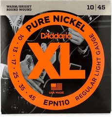D'Addario EPN110 Pure Nickel Electric Guitar Strings - .010-.045 Regular Light