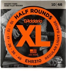 D'Addario EHR310 XL Half-Rounds Electric Guitar Strings - .010-.046 Regular Light