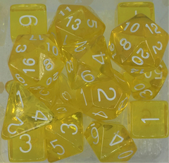 Set of 8d6 Dice - Translucent Yellow w/ White