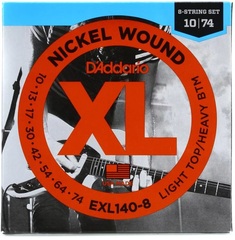 D'Addario EXL140-8 XL Nickel Wound Electric Guitar Strings - .010-.074 Light Top/Heavy Bottom 8-string
