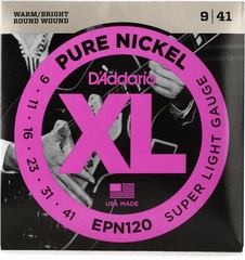 D'Addario EPN120 Pure Nickel Electric Guitar Strings - .009-.041 Super Light