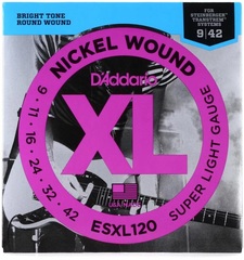 D'Addario ESXL120 XL Double Ball End Nickel Wound Electric Guitar Strings - .009-.042 Super Light