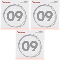 Fender 250L Super 250's Nickel-Plated Steel Electric Guitar Strings - .009-.042 Light (3-Pack)