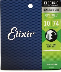Elixir Strings 19062 Optiweb Electric Guitar Strings - .010-.074 Light 8-string