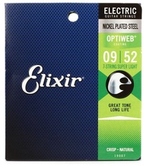Elixir Strings 19007 Optiweb Electric Guitar Strings - .009-.052 Super Light 7-string
