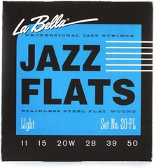 La Bella 20PL Jazz Flats Stainless Steel Flatwound Electric Guitar Strings - Light