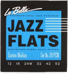 La Bella 20PCM Jazz Flats Stainless Steel Flatwound Electric Guitar Strings - Custom Medium