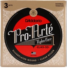 D'Addario EJ45-3D Pro-Arte Silver-Plated Classical Guitar Strings - Normal Tension (3-pack)