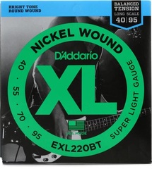 D'Addario EXL220BT Balanced Tension Nickel Wound Bass Guitar Strings - .040-.095 Super Light Long Scale