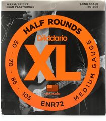 D'Addario ENR72 Half Rounds Semi-flatwound Bass Guitar Strings - .050-.105 Medium Long Scale 4-string