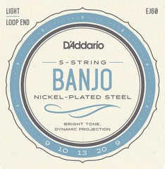 D'Addario EJ60 Nickel Plated Steel Banjo Strings - .009-.020 Light 5-string
