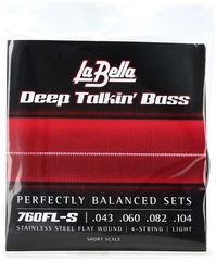 La Bella 760FL Deep Talkin' Bass Flatwound Bass Guitar Strings - .043-.104 Light Short Scale