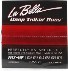 La Bella 767-6F Flatwound Bass VI Strings - .026-.095
