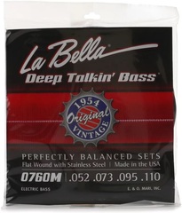 La Bella 0760M Deep Talkin' Bass 1954 Original Style Flatwound Bass Guitar Strings - .052-.110 Standard