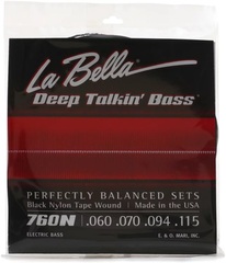 La Bella 760N Deep Talkin' Bass Black Nylon Tapewound Bass Guitar Strings - .060-.115 Standard