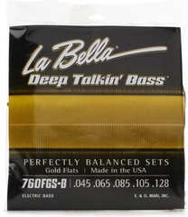 La Bella 760FGS-B Deep Talkin' Bass Gold Flats Electric Bass Guitar Strings - .045-.128 5-string