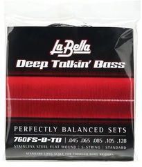 La Bella 760FS-B-TB Deep Talkin' Bass Flatwound Bass Guitar Strings - .045-.128 Standard Through Body 5-string