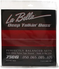 La Bella 750G Deep Talkin' Bass Gold White Nylon Tapewound Bass Guitar Strings - .050-.105 Light
