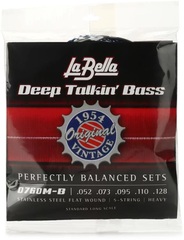 La Bella 0760M-B Deep Talkin' Bass Original 1954 Style Stainless Steel Flatwound Bass Guitar Strings - .052-.128 Heavy 5-string