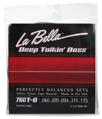 La Bella 760T-B Deep Talkin' Bass White Nylon Tapewound Bass Guitar Strings - .060-.135 Standard 5-string